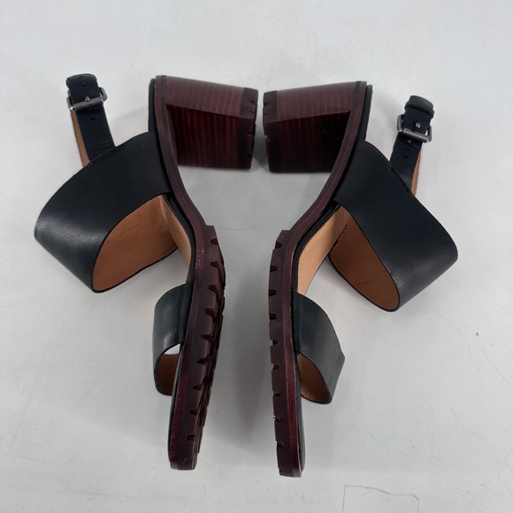 Madewell Kiera Lugsole Black Leather Block Heel Slingback Sandals  Size‎ 10.5 - Picture 5 of 11